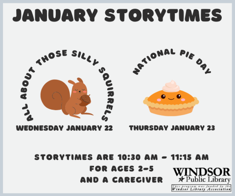 January Storytimes for ages 2-5