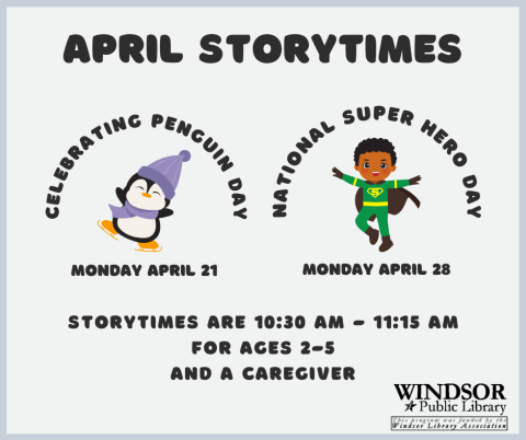 April Storytimes for ages 2-5