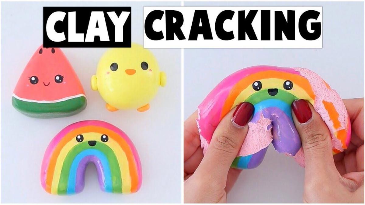 rainbow crackle clay figure