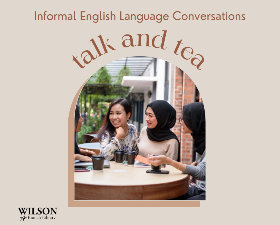 three people talking and laughing while drinking tea