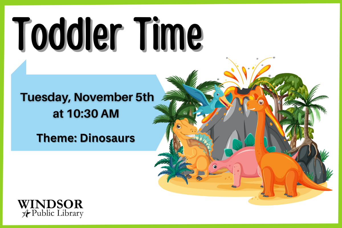 Toddler Time: November 5th at 10:30 AM. Theme: Dinosaurs