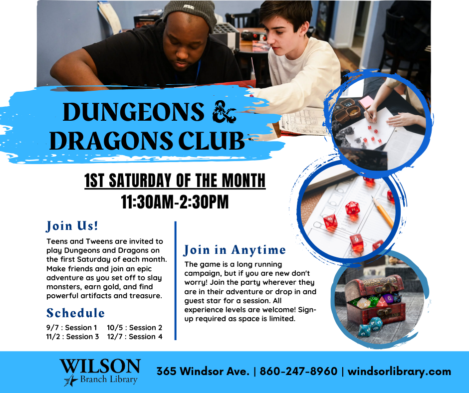 Dungeons and Dragons Club and schedule