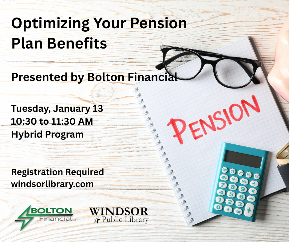 image of a calculator and word pension